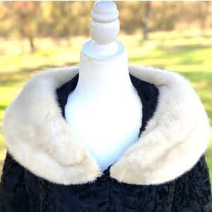 Vintage | 1950’s Persian Lamb & Mink Collar Cropped Swing Jacket